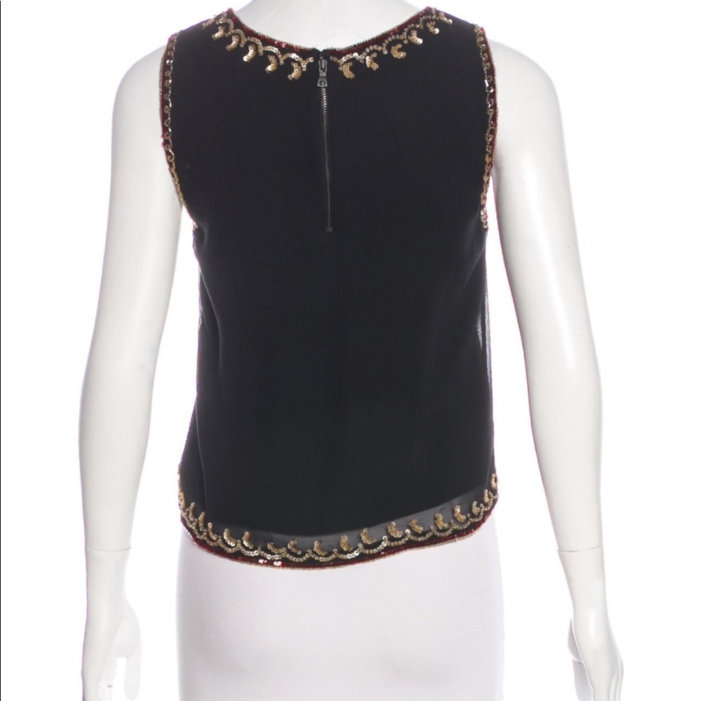 Alice + Olivia Silk Embellished Black Top - Picture 3 of 4